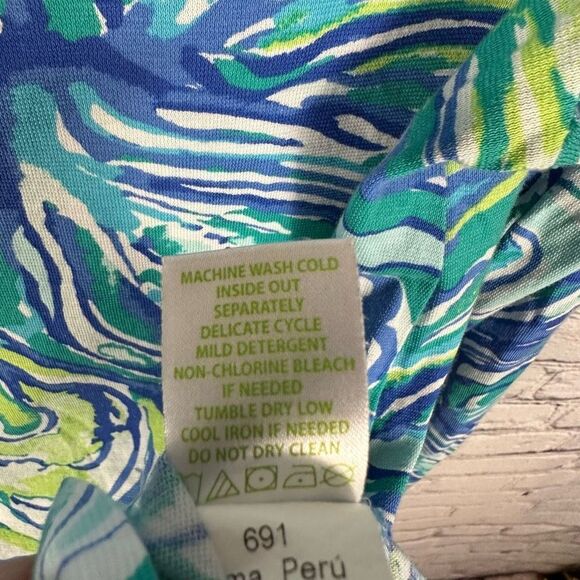 Lilly Pulitzer Women’s Top Sorella Oh Shucks Oyster Print Sparkling Blue XS - Picture 5 of 9